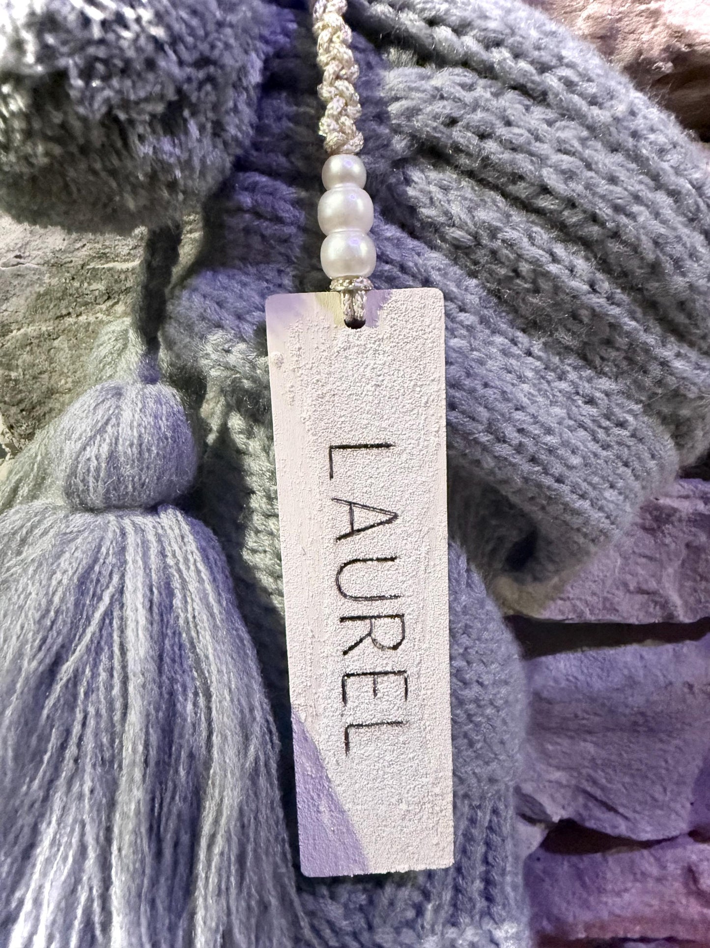 Wood Christmas Stocking Name Tag, Year Round Personalized bookmark, Custom engraved wood label