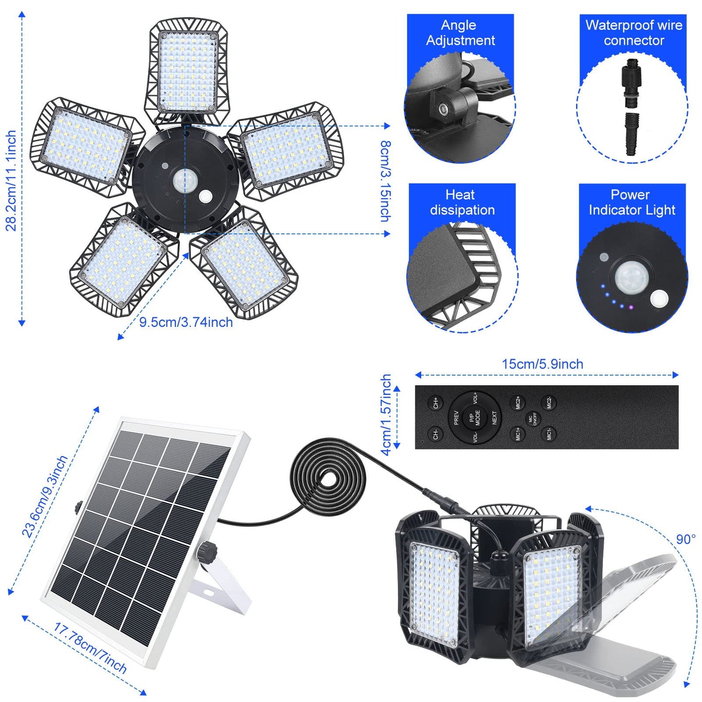 Solar Chandelier Lights Indoor Outdoor, Solar Pendant Lights for Shed Gazebo Yard Patio Balcony Barn Garage