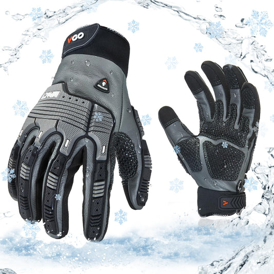 Vgo... 1 Pair -20℃/-4°F COLDPROOF,Winter Work Leather Gloves,Impact Gloves,Anti-Vibration,Water Resistant(CA7722FW)