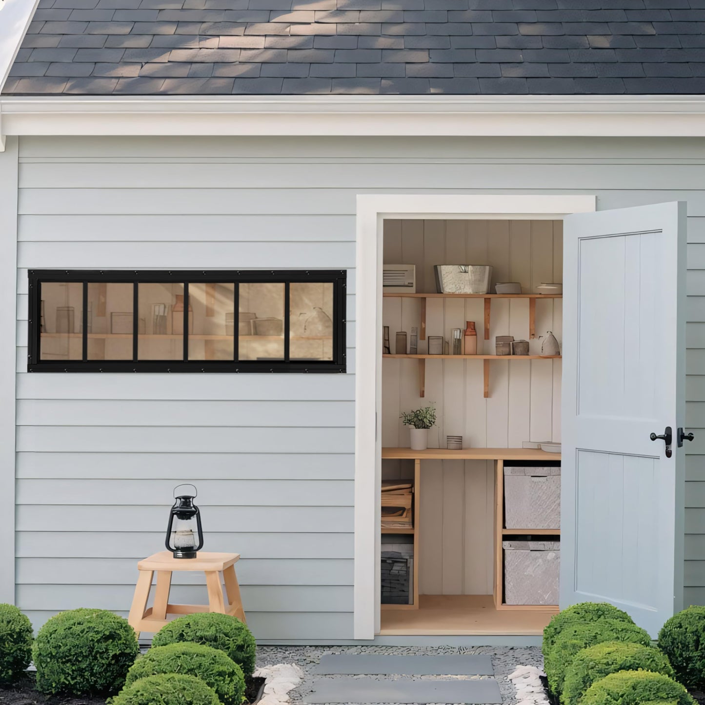 Shed Windows 2 Pack, Chicken Coop Windows 24" x 36" with Tempered Glass and Fiberglass Screen, Flush Mounted Small Window for Shed, Barns, Playhouse, Household, Garage (Black)