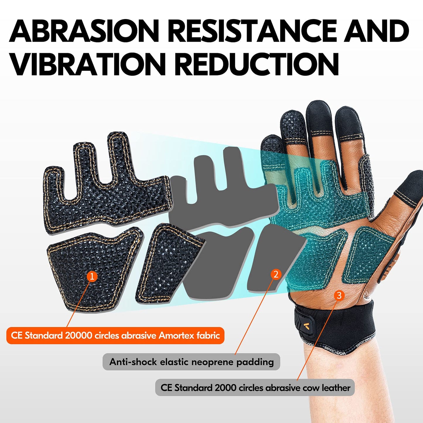 Vgo... 1 Pair -20℃/-4°F COLDPROOF,Winter Work Leather Gloves,Impact Gloves,Anti-Vibration,Water Resistant(CA7722FW)