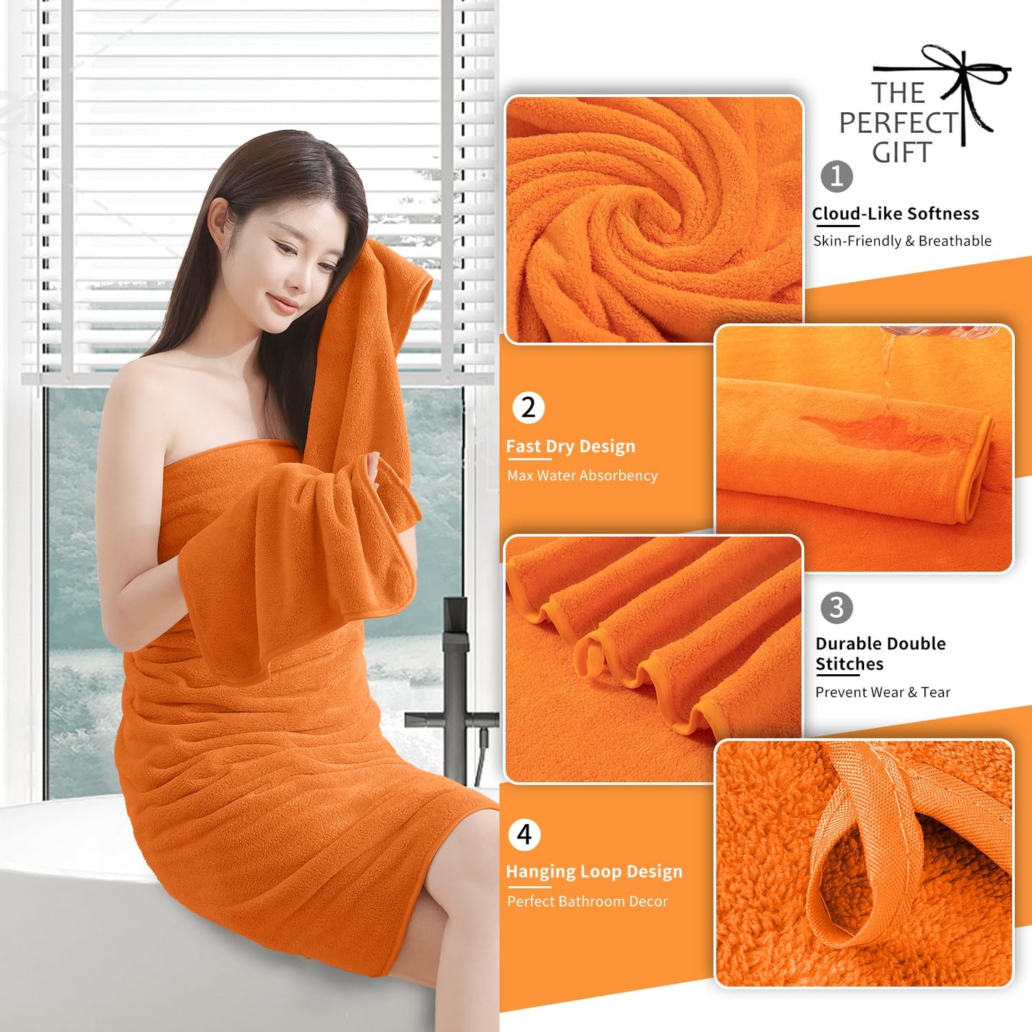 Extra Large Bath Sheet 4 Piece (35"x70")-Ultra Soft Oversized Bath Towel,Bath Sheet Towel Set for Bathroom Hotel,Highly Absorbent Quick Dry Shower Towel Set for Adults,Bath Towel Dark Grey