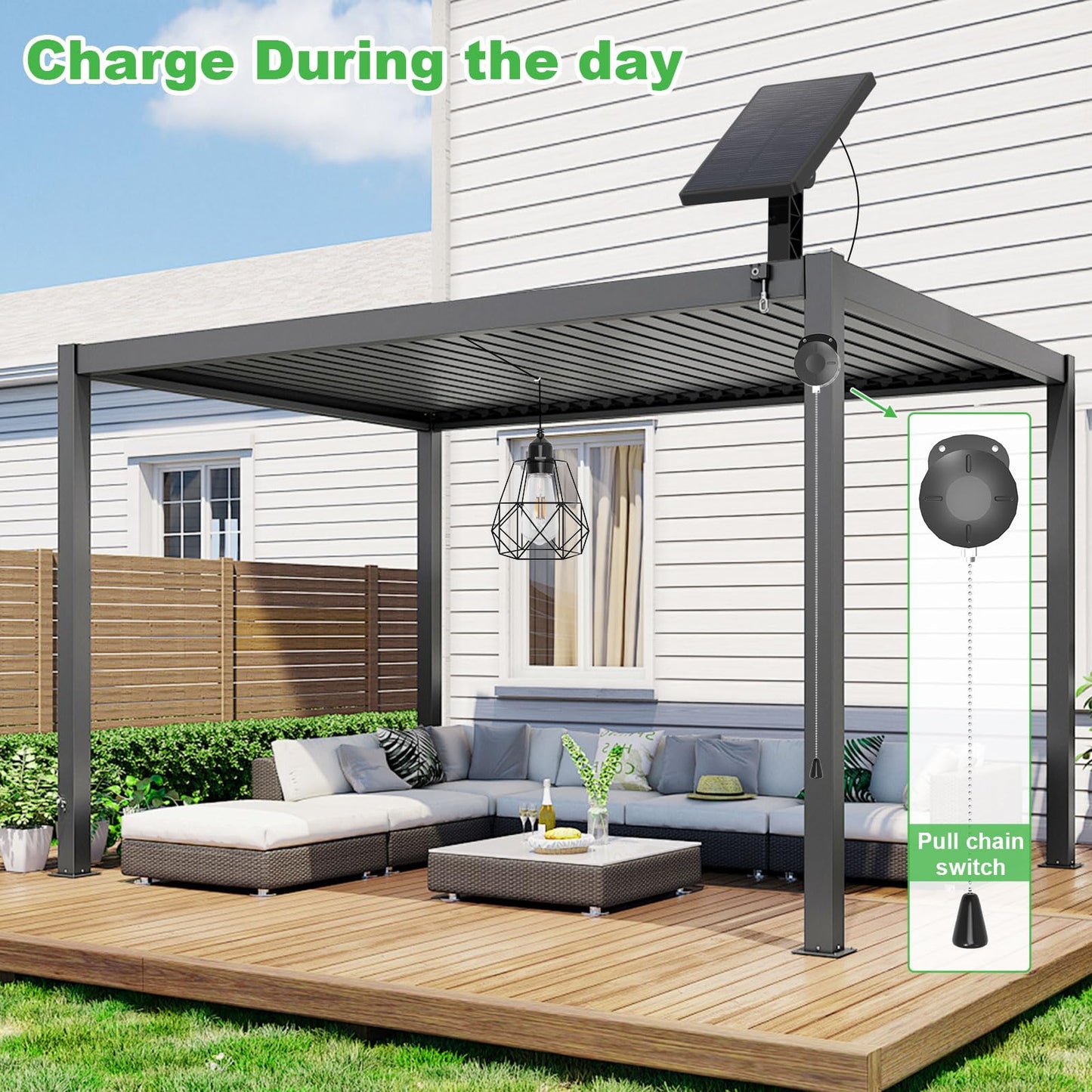 Solar Chandelier Lights Indoor Outdoor, Solar Pendant Lights for Shed Gazebo Yard Patio Balcony Barn Garage