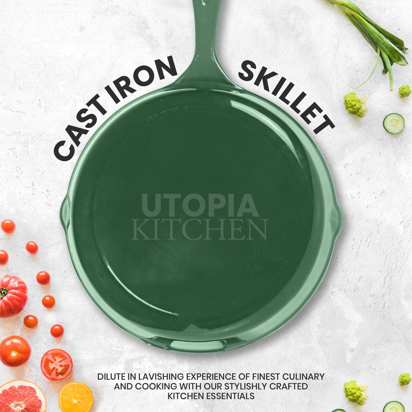 Utopia Kitchen Cast iron Skillets 3 Piece Set, Chefs Pan, Pre Seasoned Cast iron Skillets, 6, 8 & 10 Inches, Easy Use in the Oven, Stove, Grill, or Campfire, Black