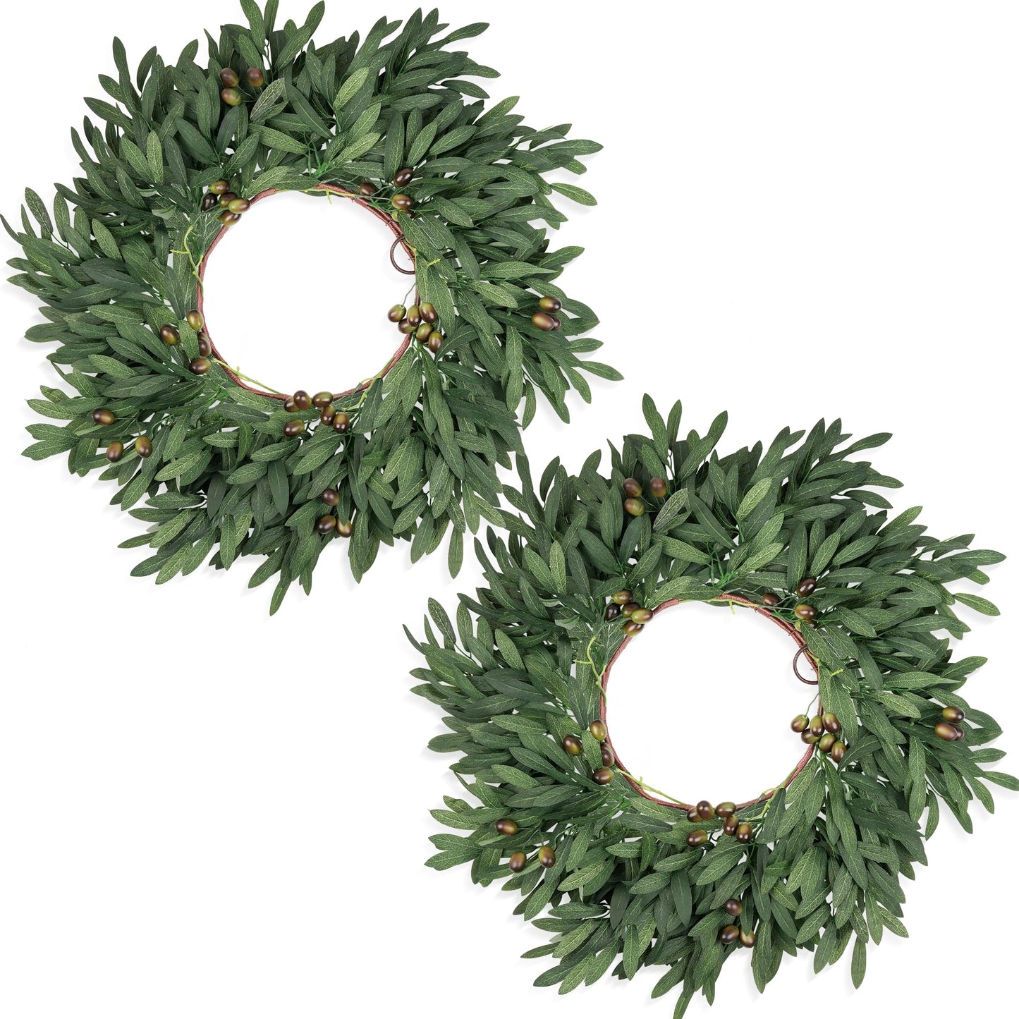 24 inch Olive Wreaths for Front Door, Artificial Large Spring Summer All Seasons Year Round Green Olive Branch Wreath for Home Outdoor Indoor Farmhouse Porch Window