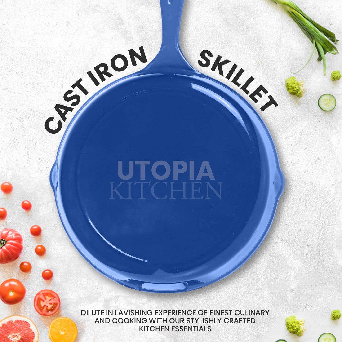 Utopia Kitchen Cast iron Skillets 3 Piece Set, Chefs Pan, Pre Seasoned Cast iron Skillets, 6, 8 & 10 Inches, Easy Use in the Oven, Stove, Grill, or Campfire, Black