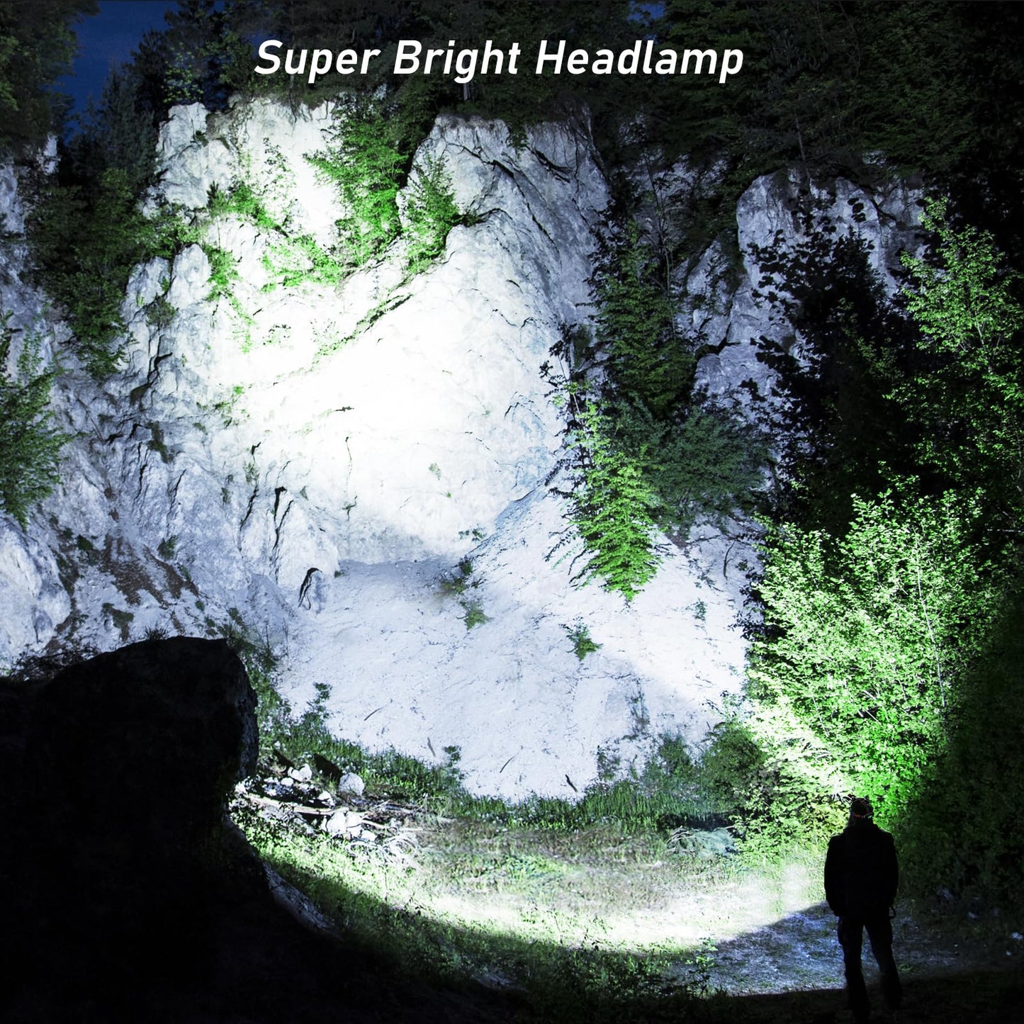 Blukar LED Headlamp, Super Bright Rechargeable Headlight Flashlight - 3 Lights 5 Modes,Zoomable,Spotlight&Floodlight Combination, IPX6 Waterproof, 20+Hrs Runtime for Running,Hiking,Camping etc.