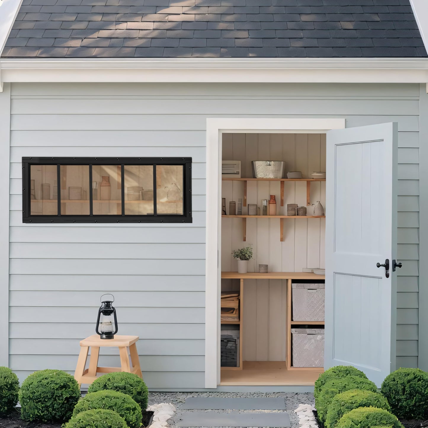 Shed Windows 2 Pack, Chicken Coop Windows 24" x 36" with Tempered Glass and Fiberglass Screen, Flush Mounted Small Window for Shed, Barns, Playhouse, Household, Garage (Black)