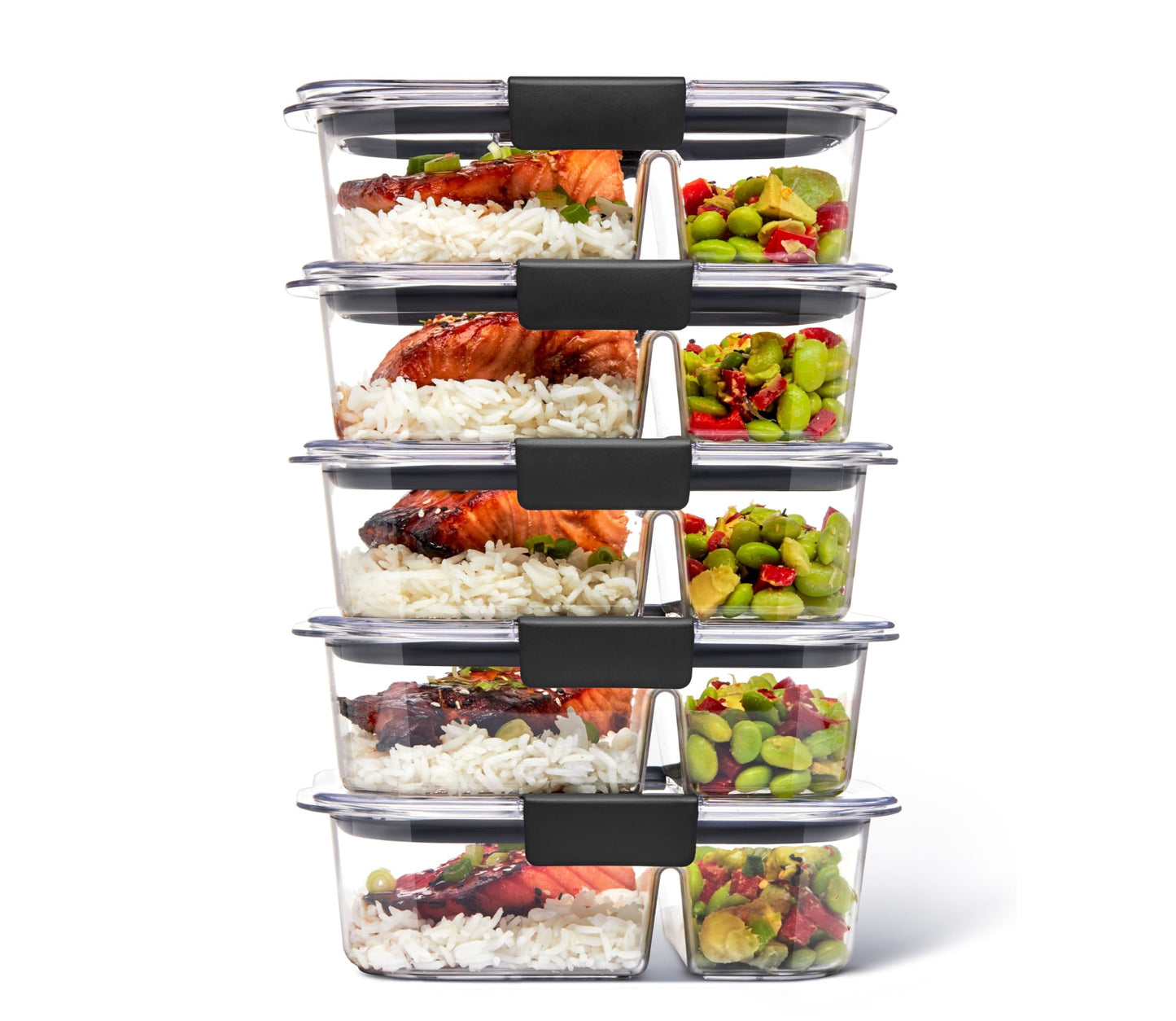 Rubbermaid Brilliance Food Storage Containers BPA Free Airtight Lids Ideal for Lunch Meal Prep & Leftovers Set of 5 (3.2 Cup)