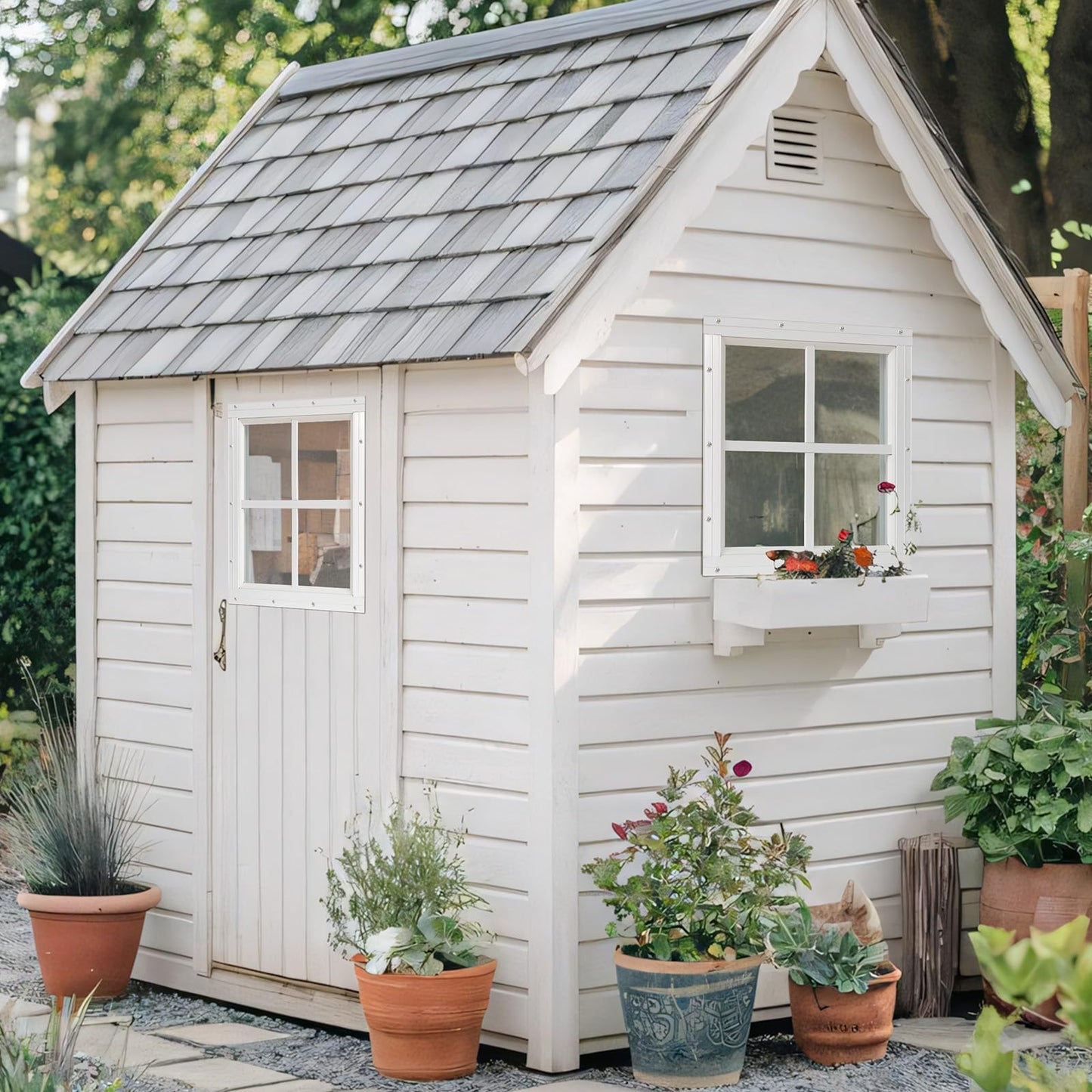 Shed Windows 2 Pack, Chicken Coop Windows 24" x 36" with Tempered Glass and Fiberglass Screen, Flush Mounted Small Window for Shed, Barns, Playhouse, Household, Garage (Black)