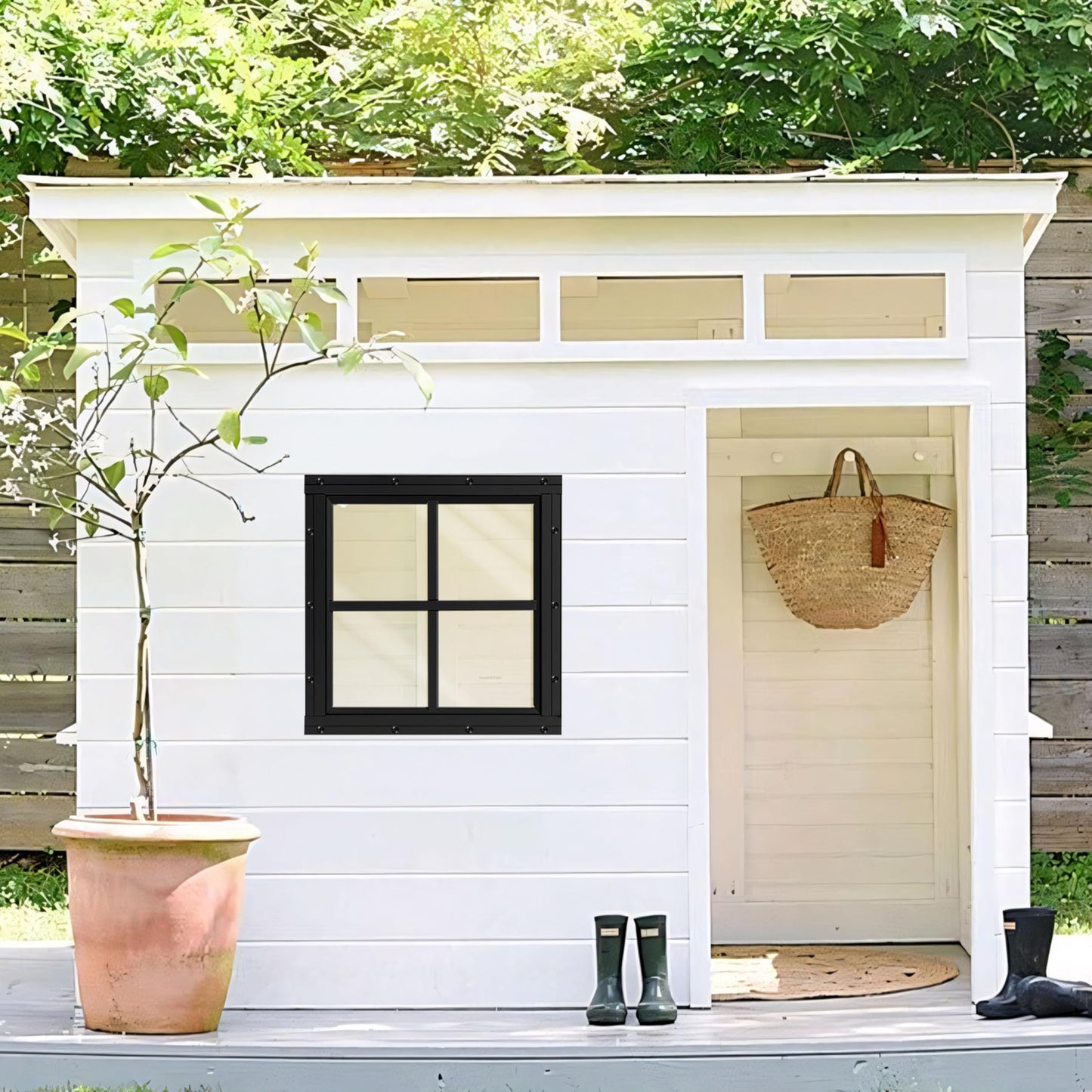 Shed Windows 2 Pack, Chicken Coop Windows 24" x 36" with Tempered Glass and Fiberglass Screen, Flush Mounted Small Window for Shed, Barns, Playhouse, Household, Garage (Black)