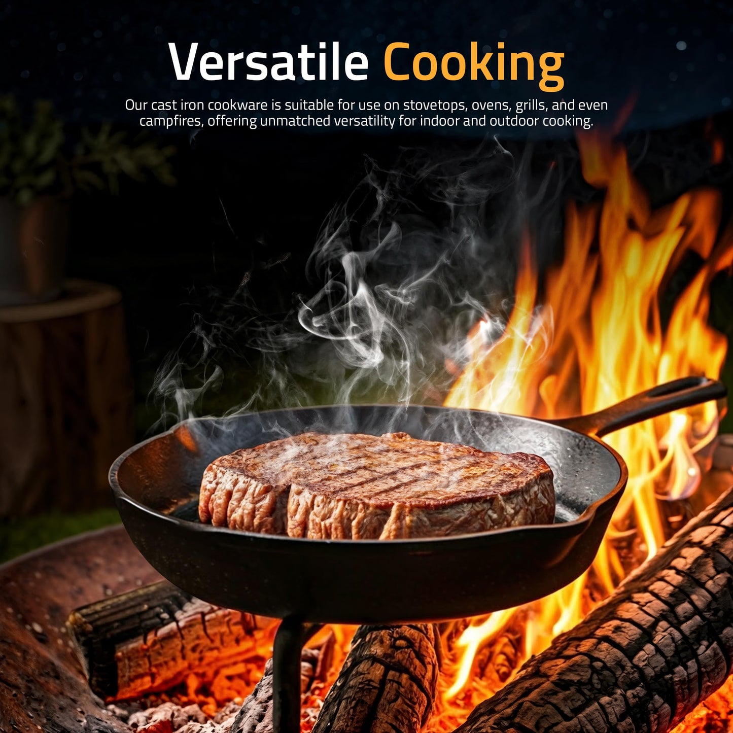 Utopia Kitchen Cast iron Skillets 3 Piece Set, Chefs Pan, Pre Seasoned Cast iron Skillets, 6, 8 & 10 Inches, Easy Use in the Oven, Stove, Grill, or Campfire, Black