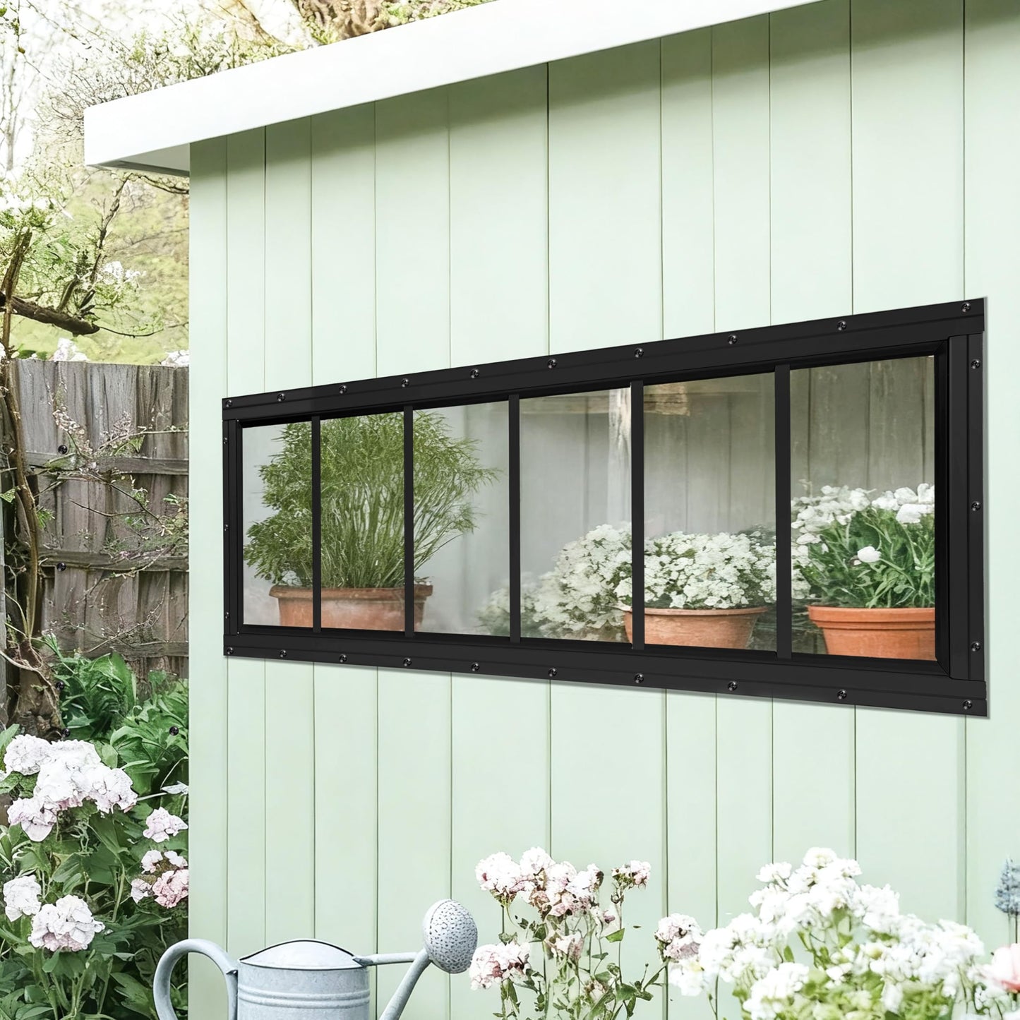 Shed Windows 2 Pack, Chicken Coop Windows 24" x 36" with Tempered Glass and Fiberglass Screen, Flush Mounted Small Window for Shed, Barns, Playhouse, Household, Garage (Black)