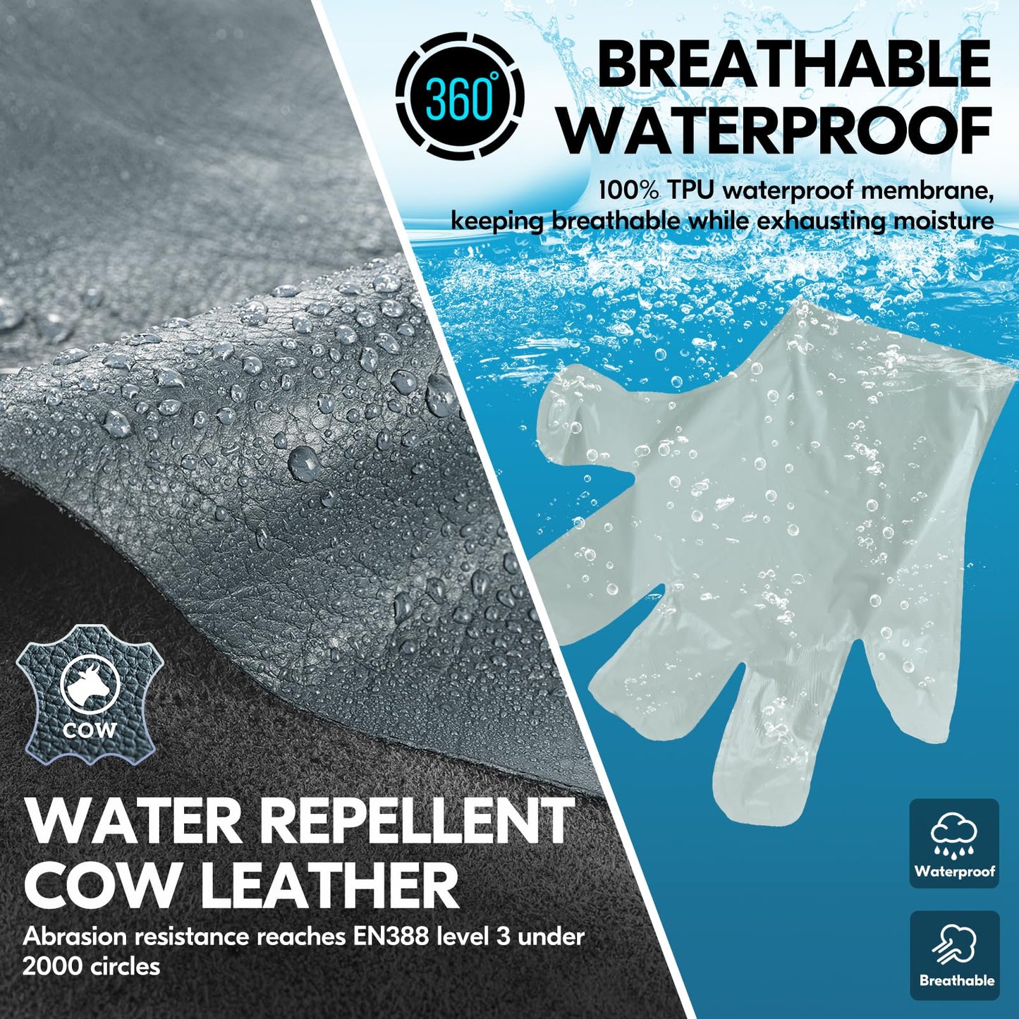 Vgo... 1 Pair -20℃/-4°F COLDPROOF,Winter Work Leather Gloves,Impact Gloves,Anti-Vibration,Water Resistant(CA7722FW)