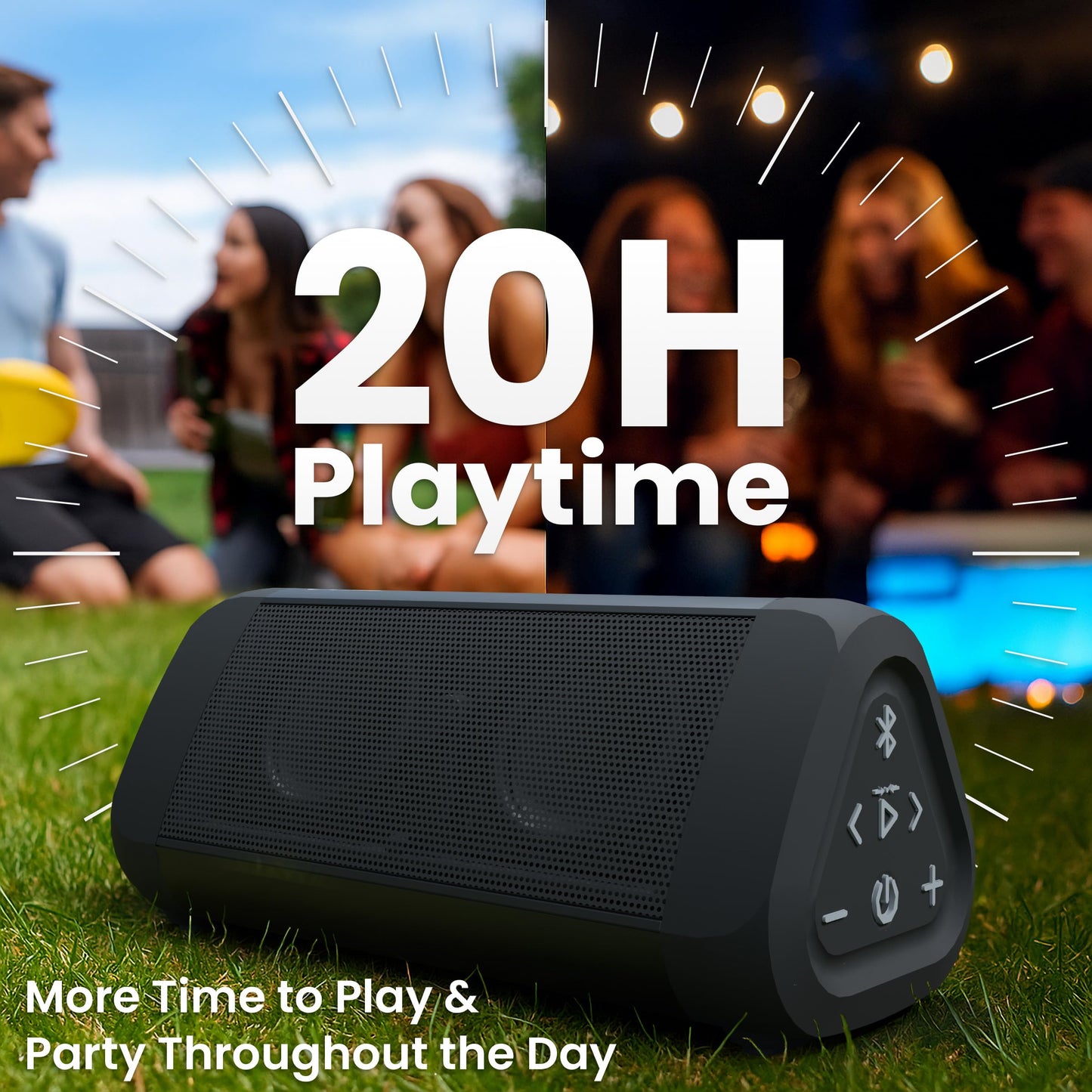 OontZ Ultra Dual Portable Bluetooth Speaker 5.0 2-Pack – IPX7 Waterproof, 14W Enhanced Sound, 20-Hr Battery, 100ft Range, Deep Bass & Clear Audio, Durable for Shower, Pool, or Beach (Black)