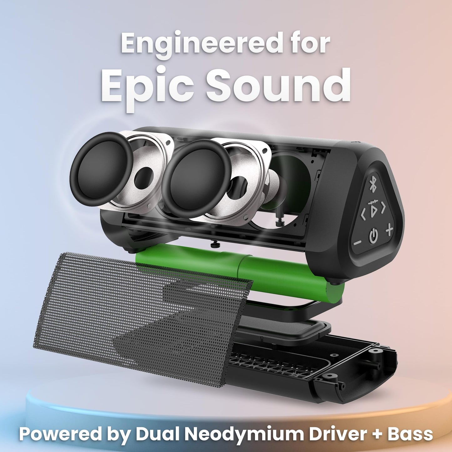 OontZ Ultra Dual Portable Bluetooth Speaker 5.0 2-Pack – IPX7 Waterproof, 14W Enhanced Sound, 20-Hr Battery, 100ft Range, Deep Bass & Clear Audio, Durable for Shower, Pool, or Beach (Black)