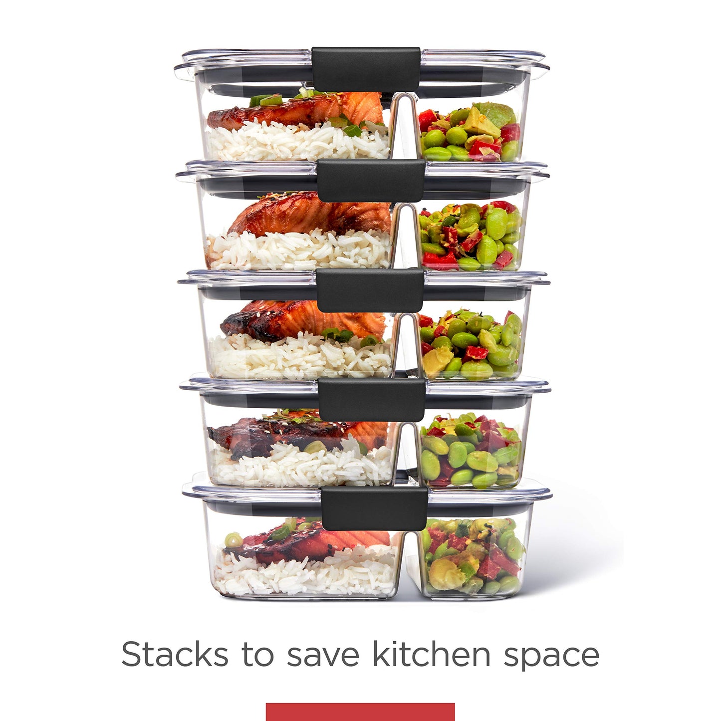 Rubbermaid Brilliance Food Storage Containers BPA Free Airtight Lids Ideal for Lunch Meal Prep & Leftovers Set of 5 (3.2 Cup)