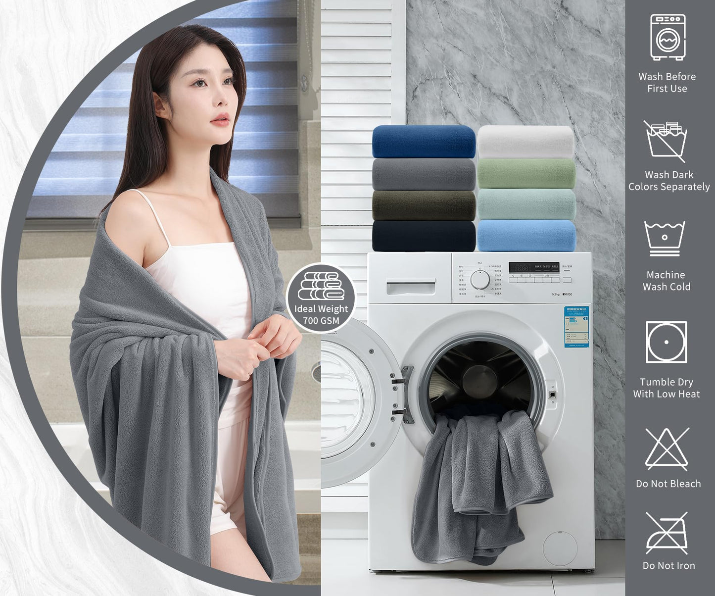 Extra Large Bath Sheet 4 Piece (35"x70")-Ultra Soft Oversized Bath Towel,Bath Sheet Towel Set for Bathroom Hotel,Highly Absorbent Quick Dry Shower Towel Set for Adults,Bath Towel Dark Grey