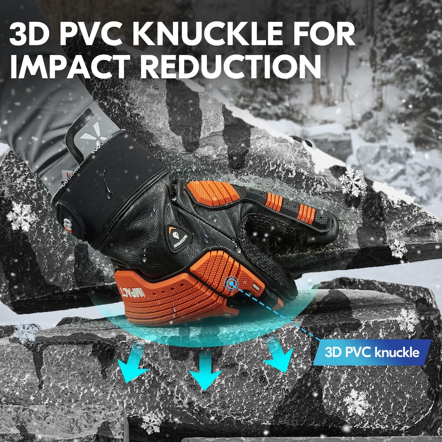 Vgo... 1 Pair -20℃/-4°F COLDPROOF,Winter Work Leather Gloves,Impact Gloves,Anti-Vibration,Water Resistant(CA7722FW)