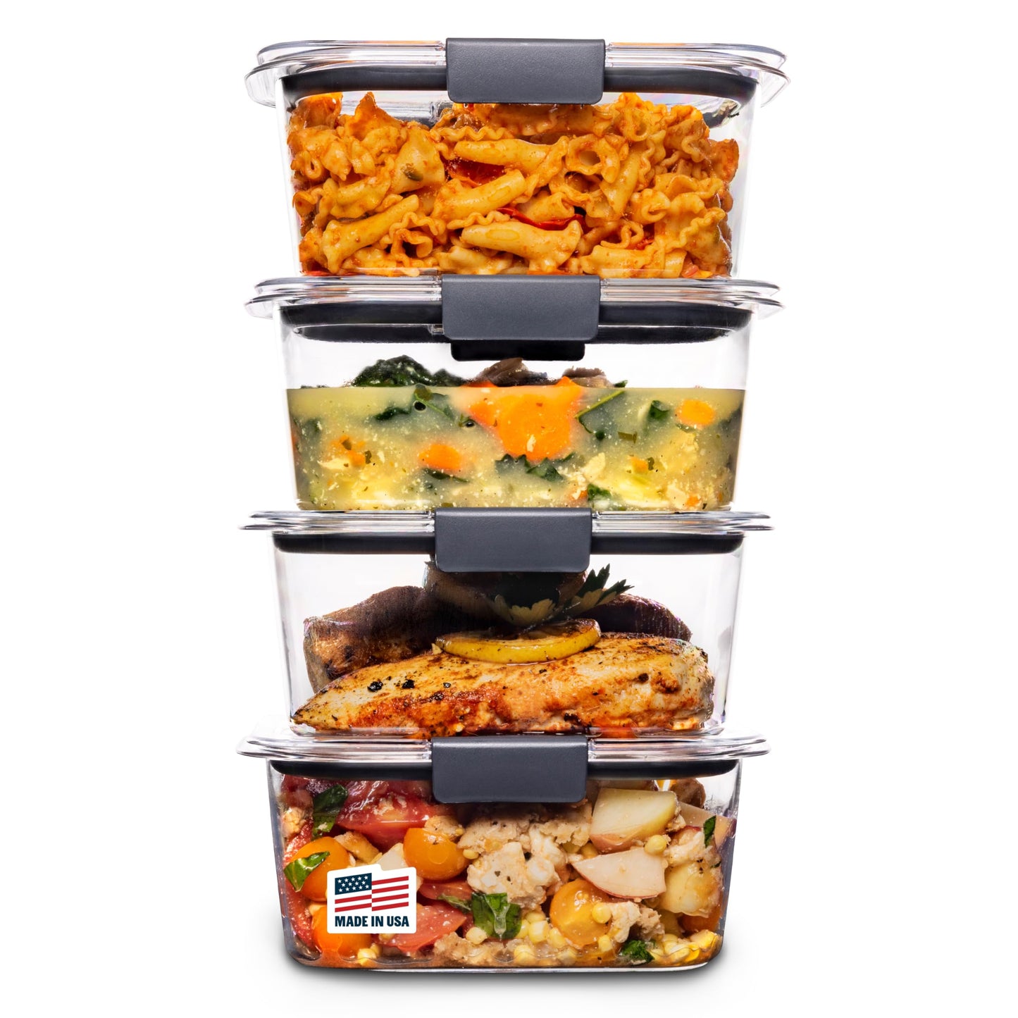 Rubbermaid Brilliance Food Storage Containers BPA Free Airtight Lids Ideal for Lunch Meal Prep & Leftovers Set of 5 (3.2 Cup)