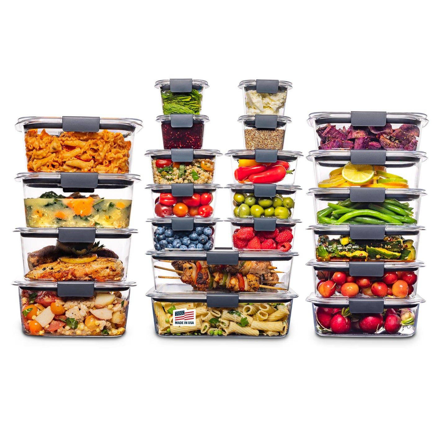 Rubbermaid Brilliance Food Storage Containers BPA Free Airtight Lids Ideal for Lunch Meal Prep & Leftovers Set of 5 (3.2 Cup)