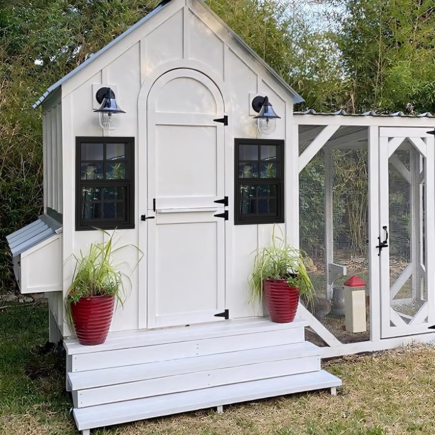 Shed Windows 2 Pack, Chicken Coop Windows 24" x 36" with Tempered Glass and Fiberglass Screen, Flush Mounted Small Window for Shed, Barns, Playhouse, Household, Garage (Black)