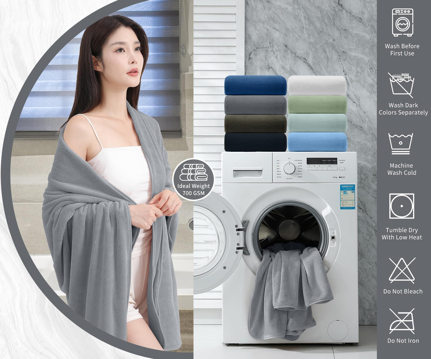 Extra Large Bath Sheet 4 Piece (35"x70")-Ultra Soft Oversized Bath Towel,Bath Sheet Towel Set for Bathroom Hotel,Highly Absorbent Quick Dry Shower Towel Set for Adults,Bath Towel Dark Grey