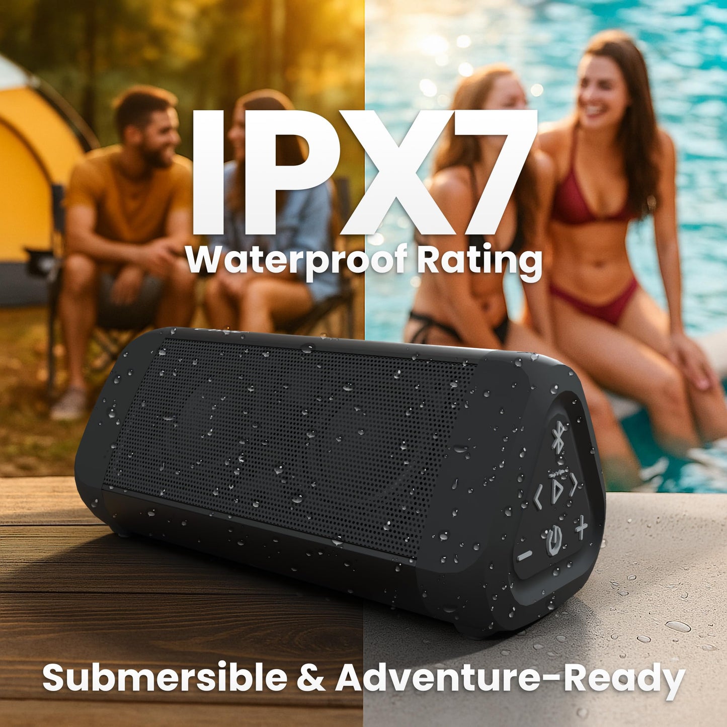 OontZ Ultra Dual Portable Bluetooth Speaker 5.0 2-Pack – IPX7 Waterproof, 14W Enhanced Sound, 20-Hr Battery, 100ft Range, Deep Bass & Clear Audio, Durable for Shower, Pool, or Beach (Black)