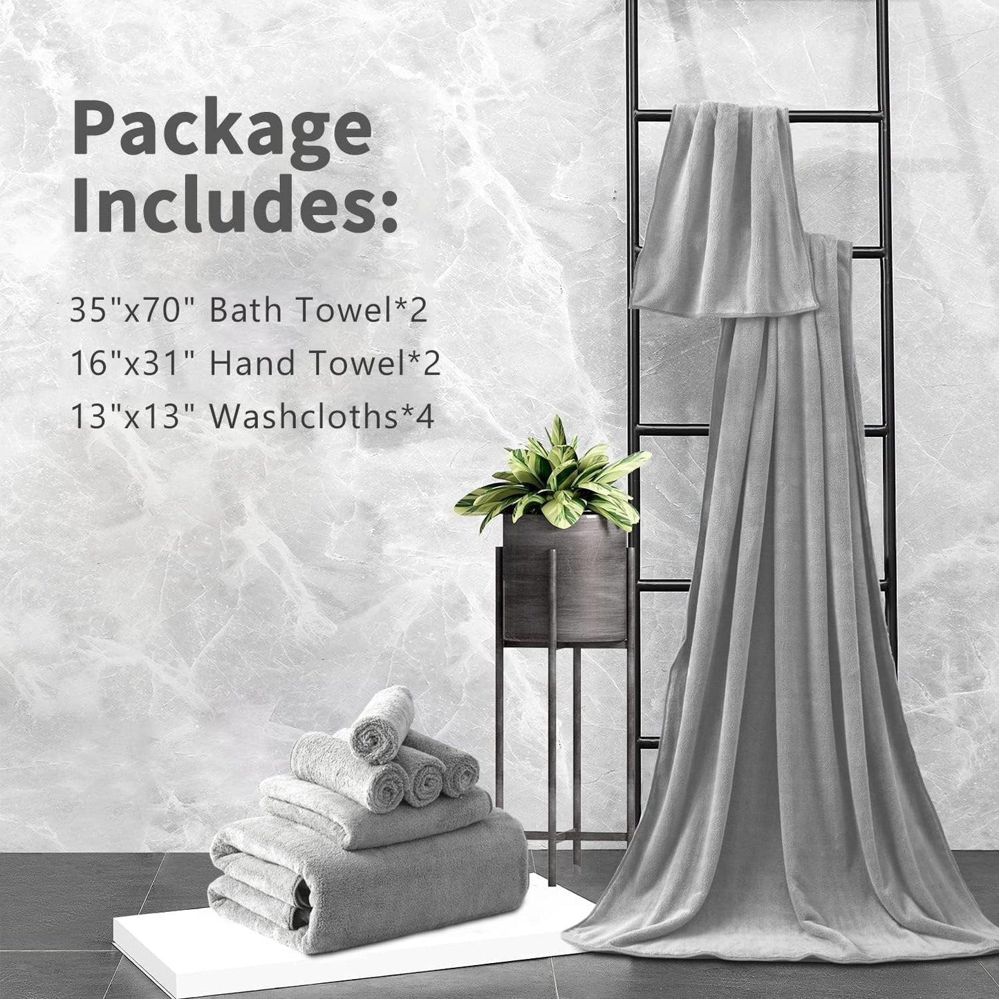 Extra Large Bath Sheet 4 Piece (35"x70")-Ultra Soft Oversized Bath Towel,Bath Sheet Towel Set for Bathroom Hotel,Highly Absorbent Quick Dry Shower Towel Set for Adults,Bath Towel Dark Grey