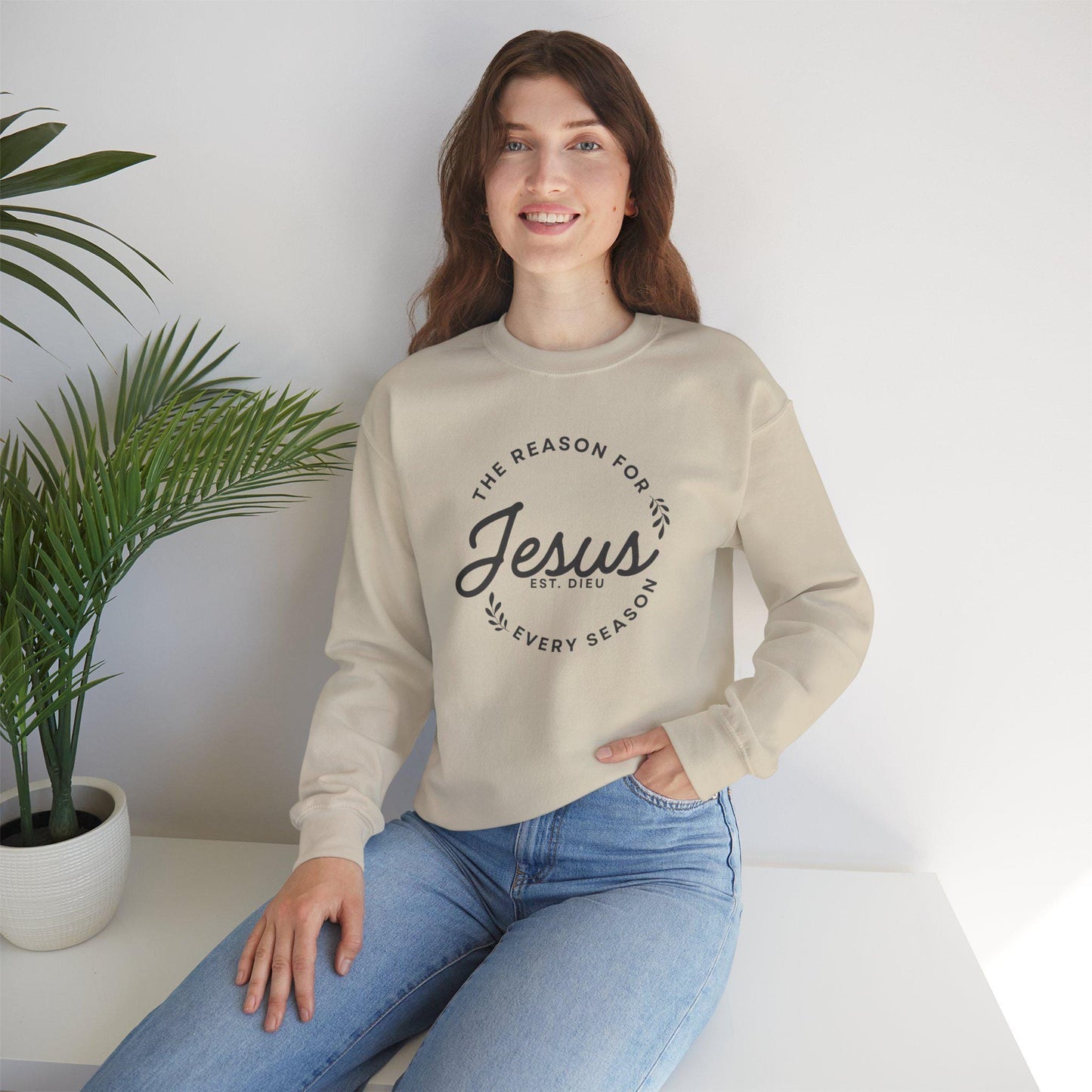 Jesus is the reason for the season, Cozy Christian Crewneck Sweatshirt: Faith-Inspired Apparel