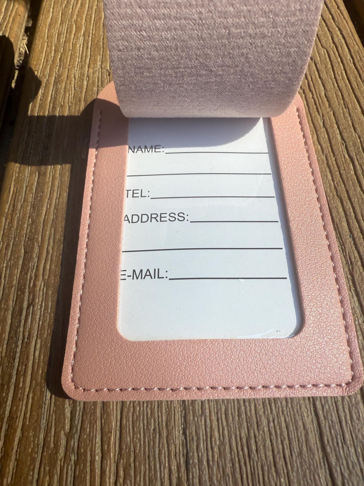 Personalized leather luggage tag