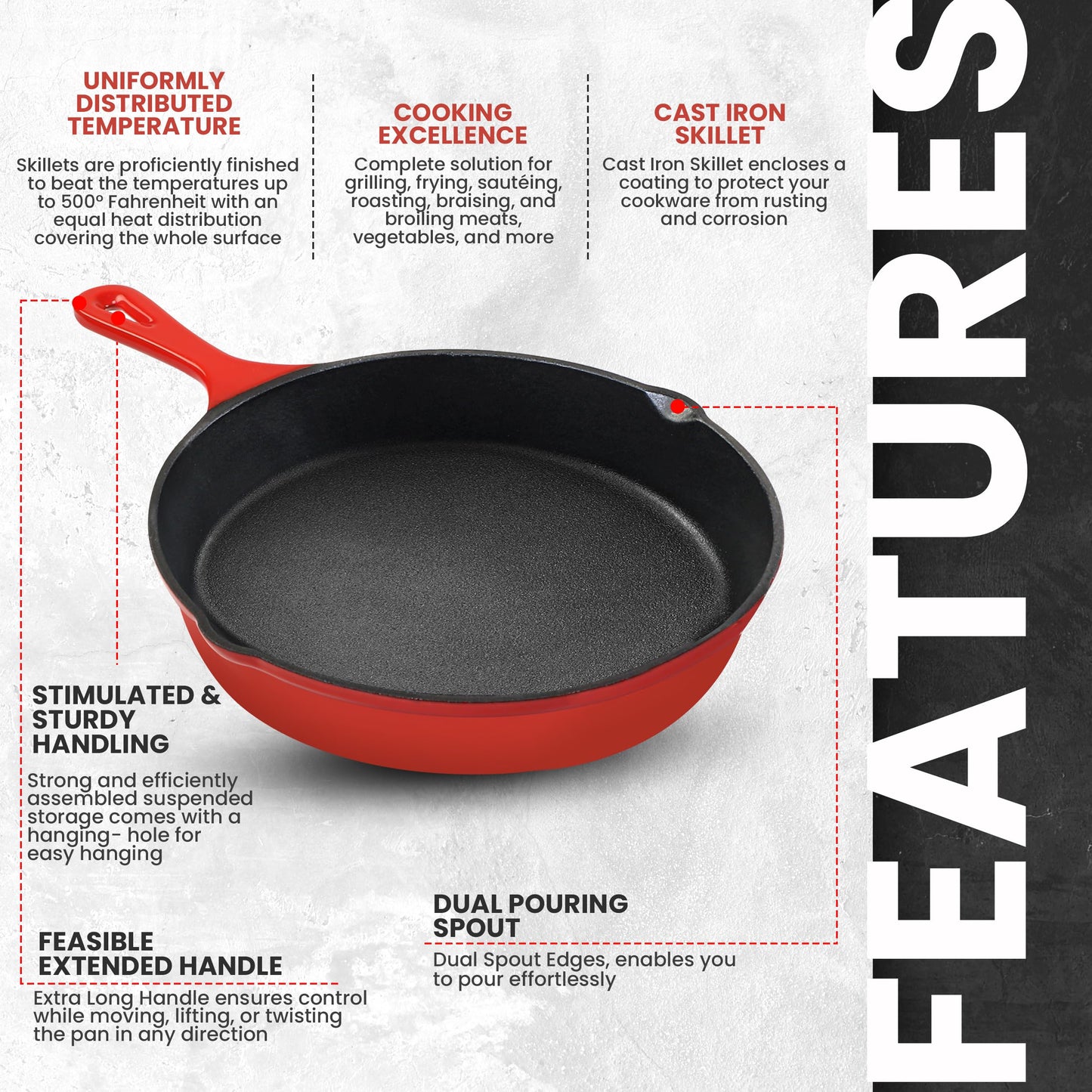 Utopia Kitchen Cast iron Skillets 3 Piece Set, Chefs Pan, Pre Seasoned Cast iron Skillets, 6, 8 & 10 Inches, Easy Use in the Oven, Stove, Grill, or Campfire, Black