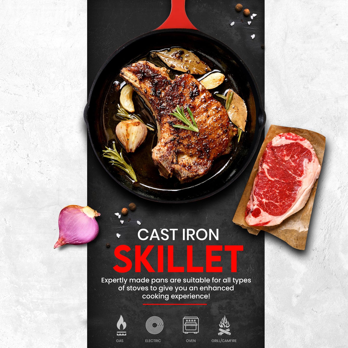 Utopia Kitchen Cast iron Skillets 3 Piece Set, Chefs Pan, Pre Seasoned Cast iron Skillets, 6, 8 & 10 Inches, Easy Use in the Oven, Stove, Grill, or Campfire, Black