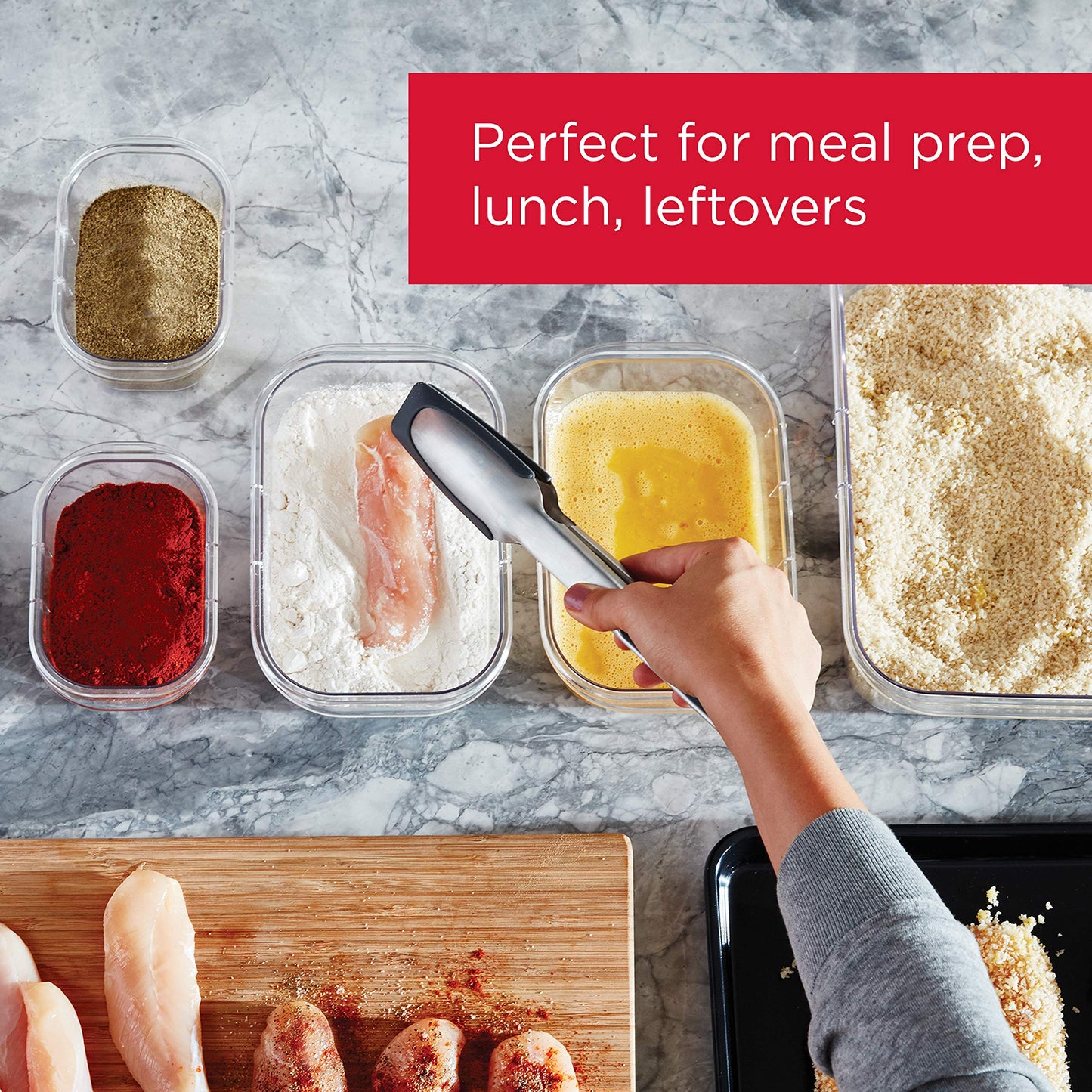 Rubbermaid Brilliance Food Storage Containers BPA Free Airtight Lids Ideal for Lunch Meal Prep & Leftovers Set of 5 (3.2 Cup)