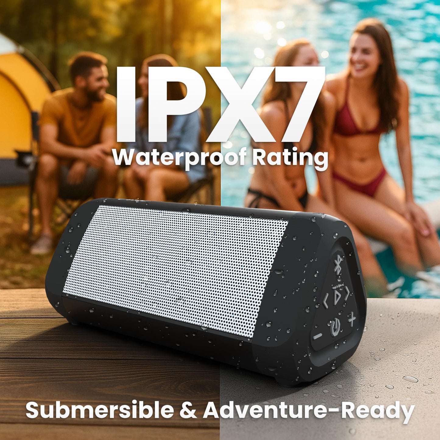 OontZ Ultra Dual Portable Bluetooth Speaker 5.0 2-Pack – IPX7 Waterproof, 14W Enhanced Sound, 20-Hr Battery, 100ft Range, Deep Bass & Clear Audio, Durable for Shower, Pool, or Beach (Black)