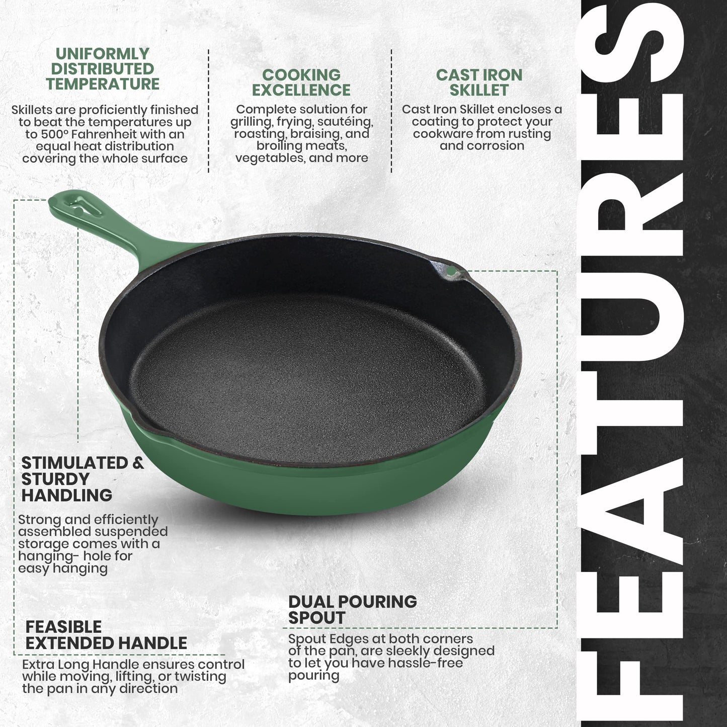 Utopia Kitchen Cast iron Skillets 3 Piece Set, Chefs Pan, Pre Seasoned Cast iron Skillets, 6, 8 & 10 Inches, Easy Use in the Oven, Stove, Grill, or Campfire, Black