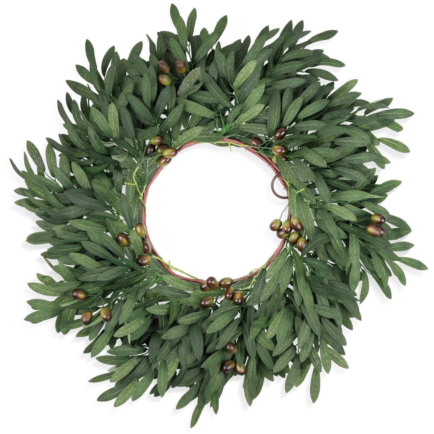 24 inch Olive Wreaths for Front Door, Artificial Large Spring Summer All Seasons Year Round Green Olive Branch Wreath for Home Outdoor Indoor Farmhouse Porch Window