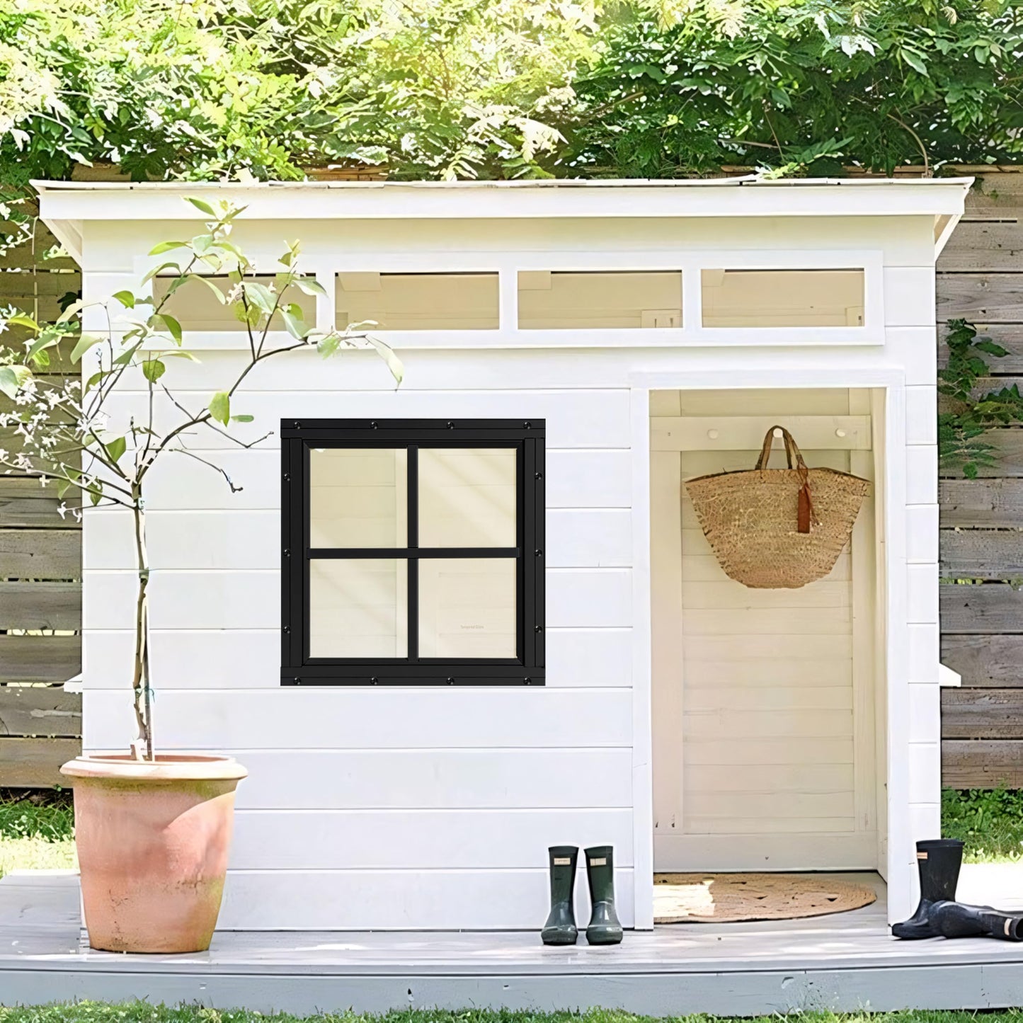 Shed Windows 2 Pack, Chicken Coop Windows 24" x 36" with Tempered Glass and Fiberglass Screen, Flush Mounted Small Window for Shed, Barns, Playhouse, Household, Garage (Black)