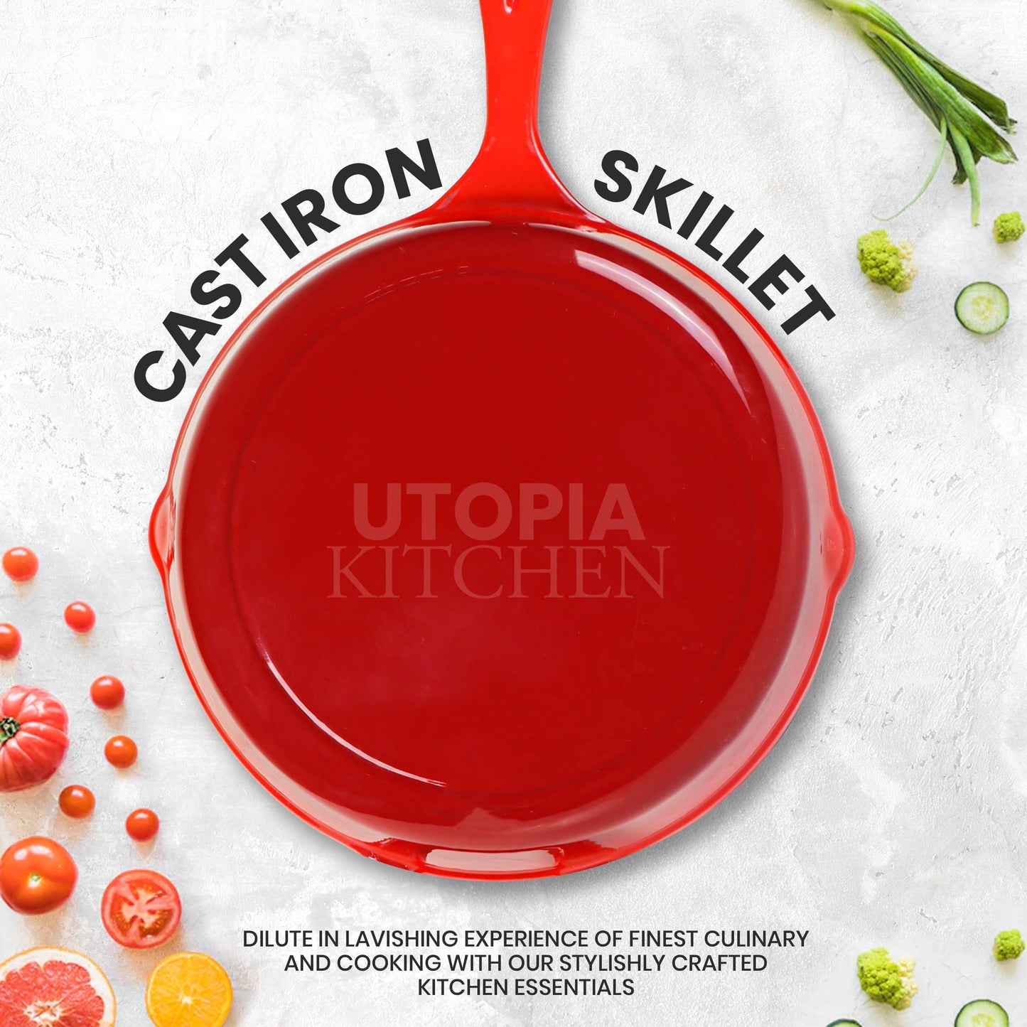 Utopia Kitchen Cast iron Skillets 3 Piece Set, Chefs Pan, Pre Seasoned Cast iron Skillets, 6, 8 & 10 Inches, Easy Use in the Oven, Stove, Grill, or Campfire, Black