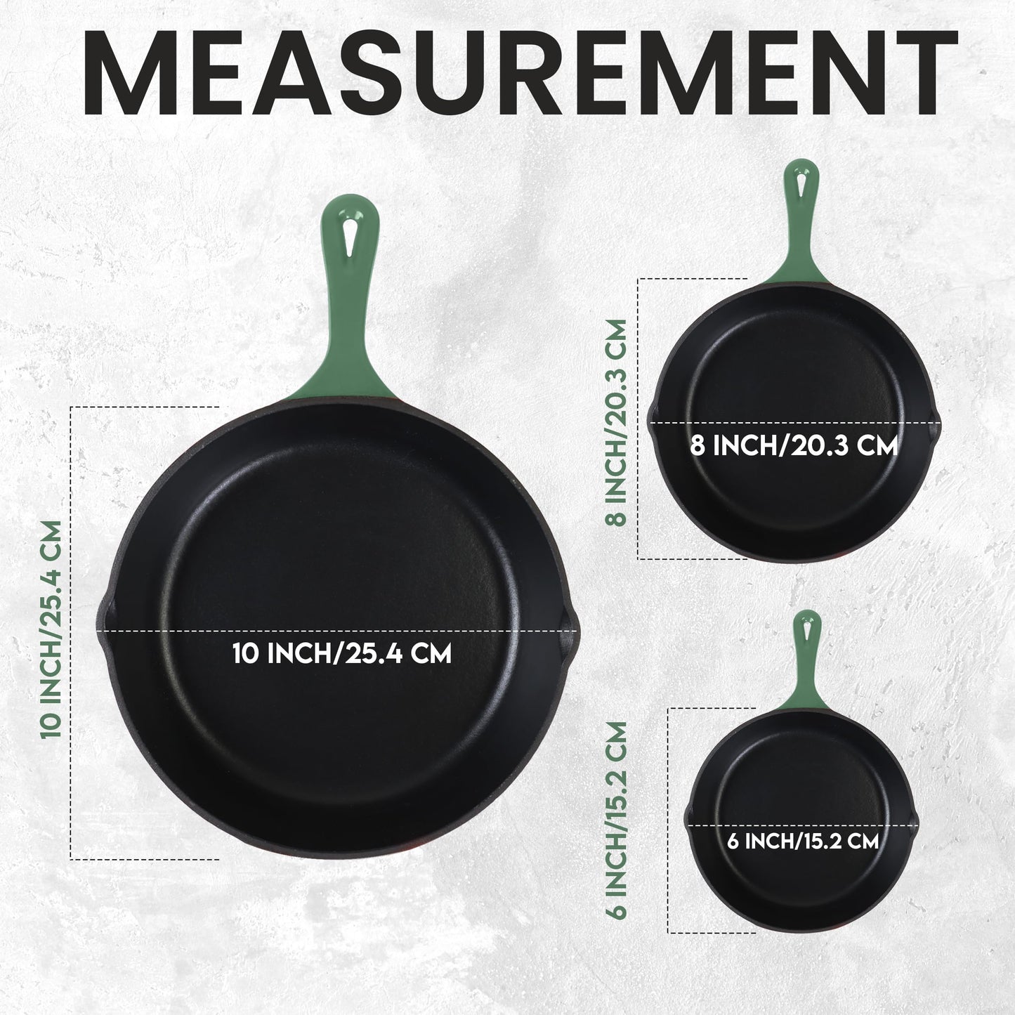 Utopia Kitchen Cast iron Skillets 3 Piece Set, Chefs Pan, Pre Seasoned Cast iron Skillets, 6, 8 & 10 Inches, Easy Use in the Oven, Stove, Grill, or Campfire, Black