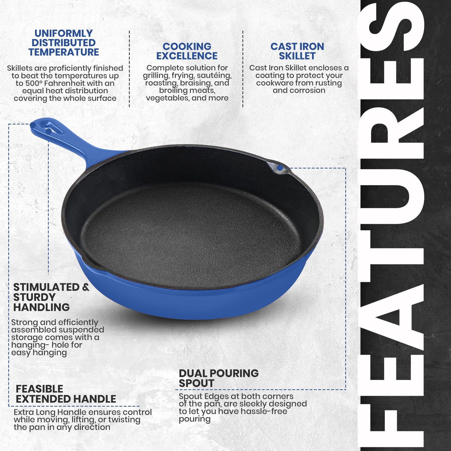 Utopia Kitchen Cast iron Skillets 3 Piece Set, Chefs Pan, Pre Seasoned Cast iron Skillets, 6, 8 & 10 Inches, Easy Use in the Oven, Stove, Grill, or Campfire, Black