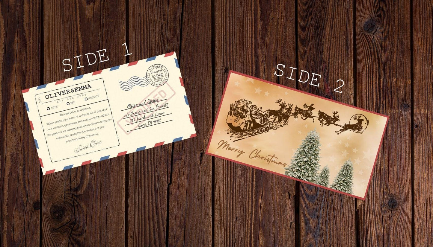 Personalized Santa Postcard, Official North Pole Letter (Editable Template)