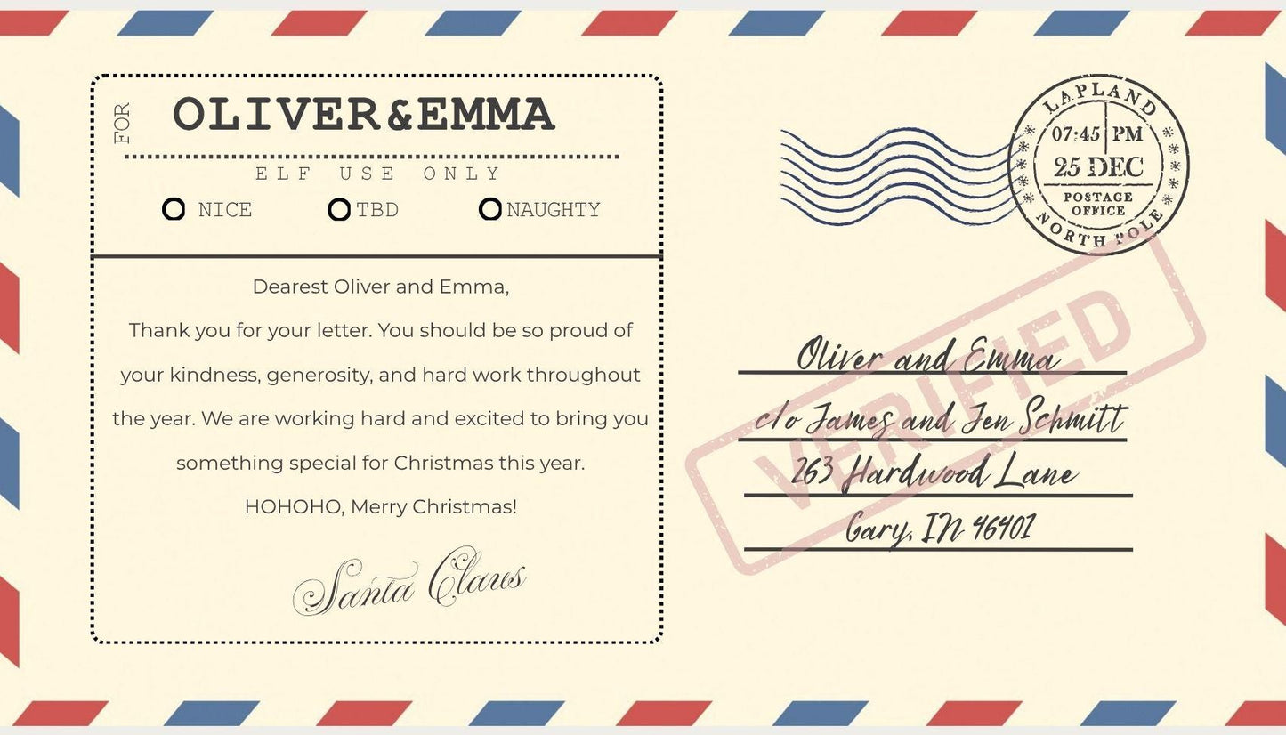 Personalized Santa Postcard, Official North Pole Letter (Editable Template)