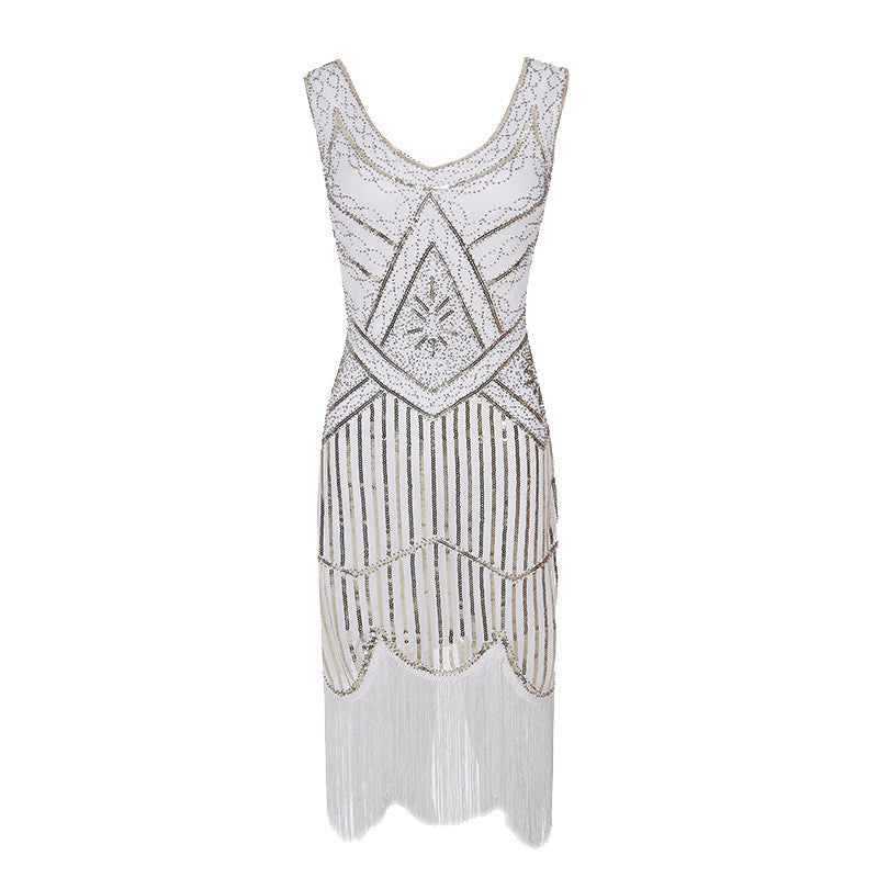 New Women's Vintage Sequined Fringe Beaded Dress