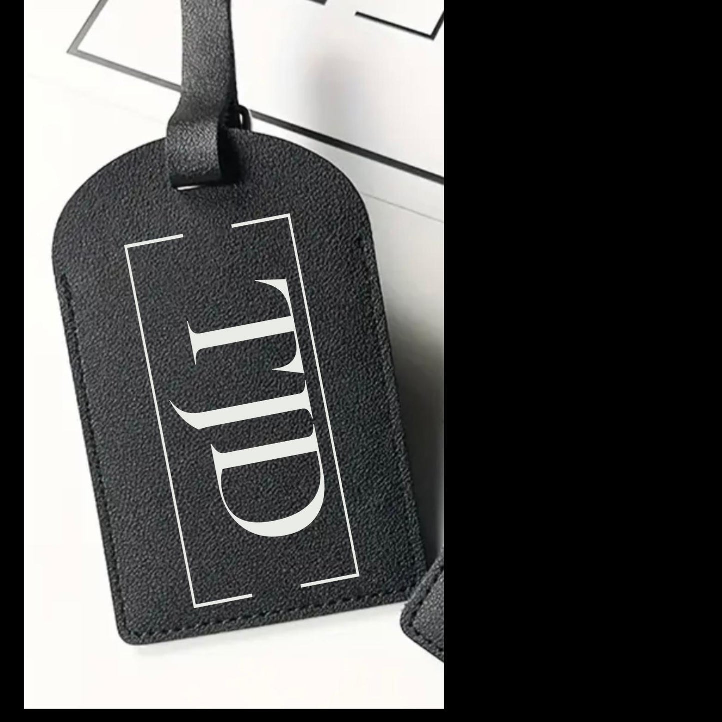 Personalized leather luggage tag