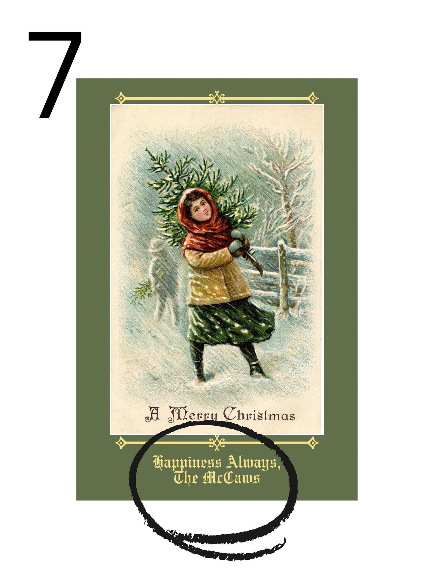 Personalized Vintage Christmas Cards, Retro Holiday Greetings (Digital Download)