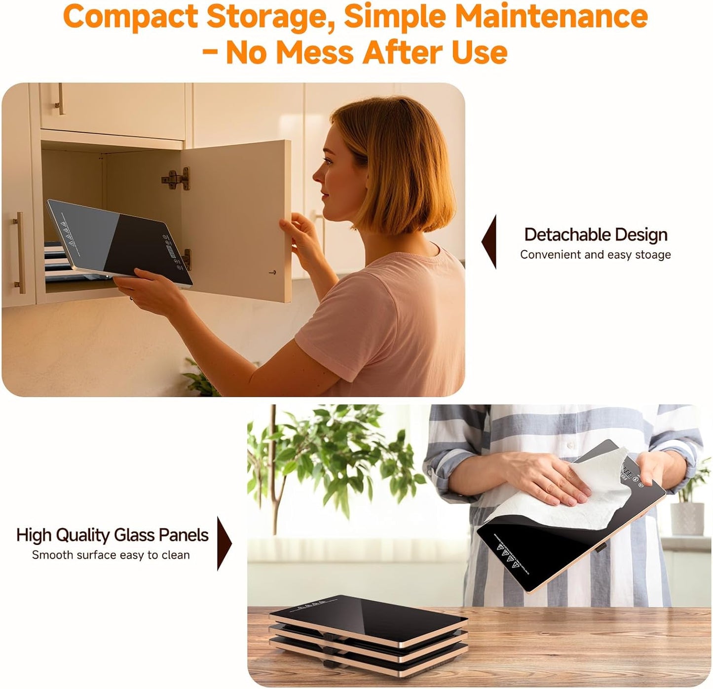 FEPPO Electric Warming Tray, 4-in-1 Food Warmers for Parties Buffet with 10 Temp Settings and Timer, 33"x15" Glass Surface Warming Mat for Food, Modular Buffet Hot Plates for Catering and Gatherings